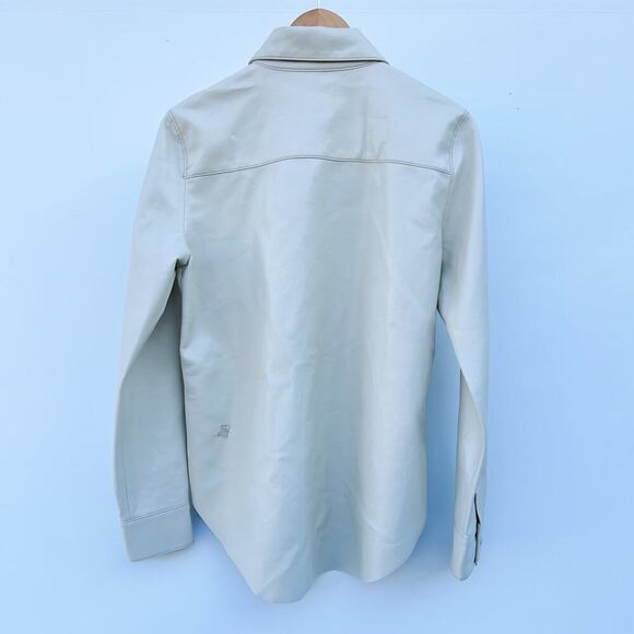 Agolde Calla Vegan Leather Collared Shirt Jacket Shacket Cream Ecru Small - Picture 10 of 14